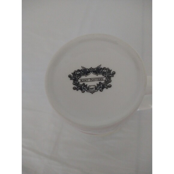 Kent Pottery Apple Design Tall White Porcelain Coffee Mug Garden Script - Picture 7 of 9